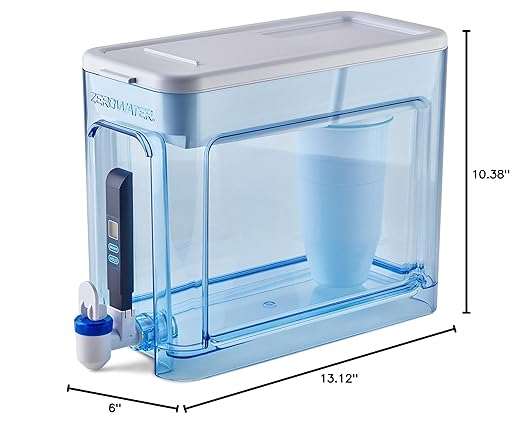 ZeroWater 32-Cup 5-Stage Water Filter Dispenser with Instant Read Out - 0 TDS for Improved Tap Water Taste - IAPMO Certified to Reduce Lead, Chromium, and PFOA/PFOS