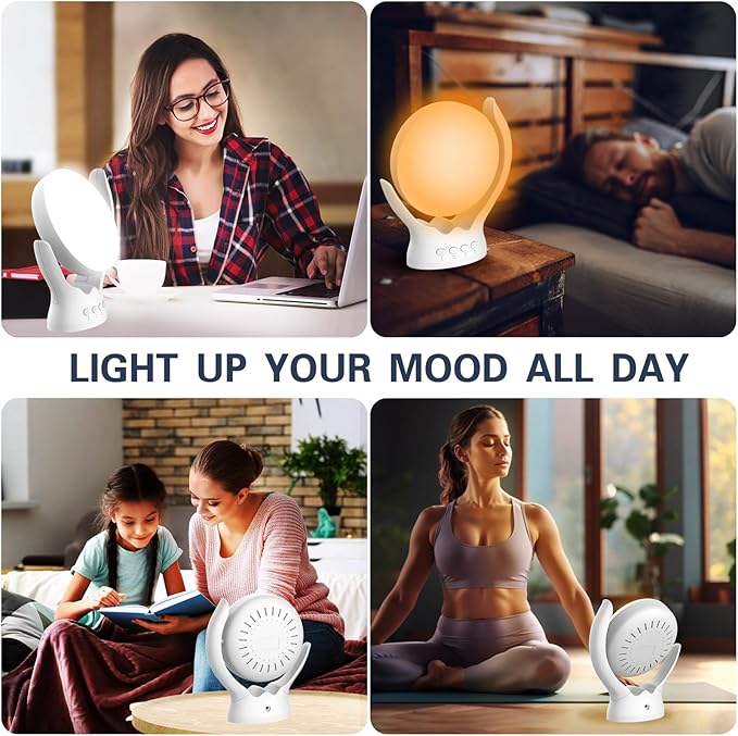 Voraiya Rotatable Light Therapy Lamp,10000 Lux Sunlight Lamp with UV-Free,3 Color Temperature & 5 Brightness Level & Timer,Therapy Light for Home, Office, Decoration