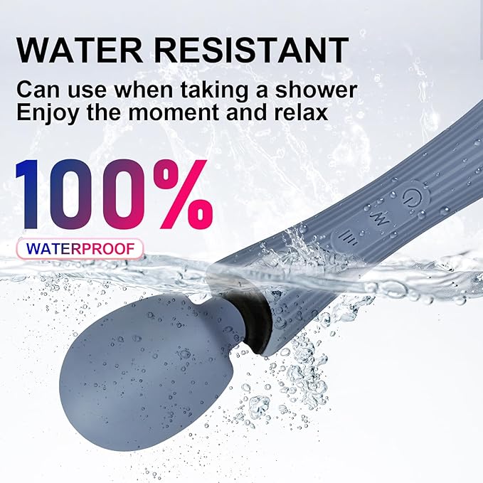 Wand Massager - 12 Vibration Modes & 3 Speeds Cordless Personal Massager - IPX7 Waterproof Handheld Electric Massager for Muscle Recovery & Stress Relief - 7.9" Rose Blue