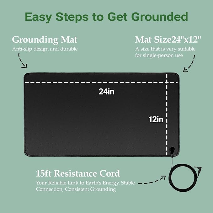 Grounding Mat for Sleeping, Earth Mat Grounding Pad for Energy, Pain Relief, Inflammation, Feet and Back Pain(23.6" x 11.8")