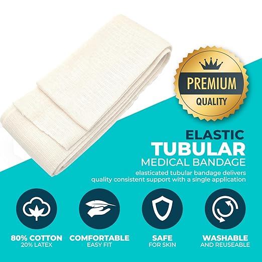 Premium Elastic Tubular Compression Bandage Size B Stockinette, 2.5 inches x 10 Feet. Reusable Elastic Bandage Sleeve Wraps Plus One Pair of Medical Scissors