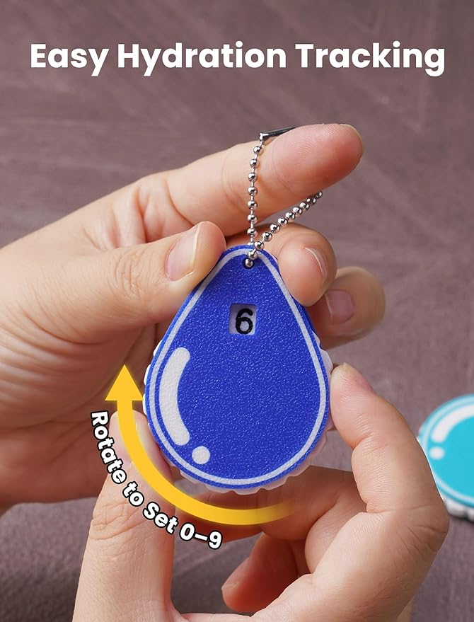 NiHome 2PCS Hydration Trackers, 3D Printed Daily Drink Water Reminder, Reusable Water Tracker for Fitness, Weight Loss, Water-Proof Cups Decor (Blue)