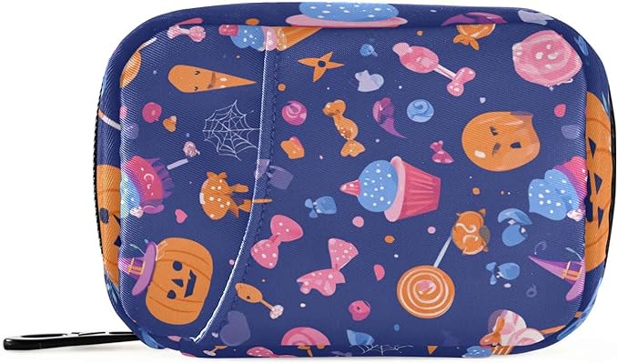 Candy Halloween Pumpkin Travel Pill Organizer Case Box Container Weekly Portable Vitamin Medicine Holder Storage Bag with Zipper Removable