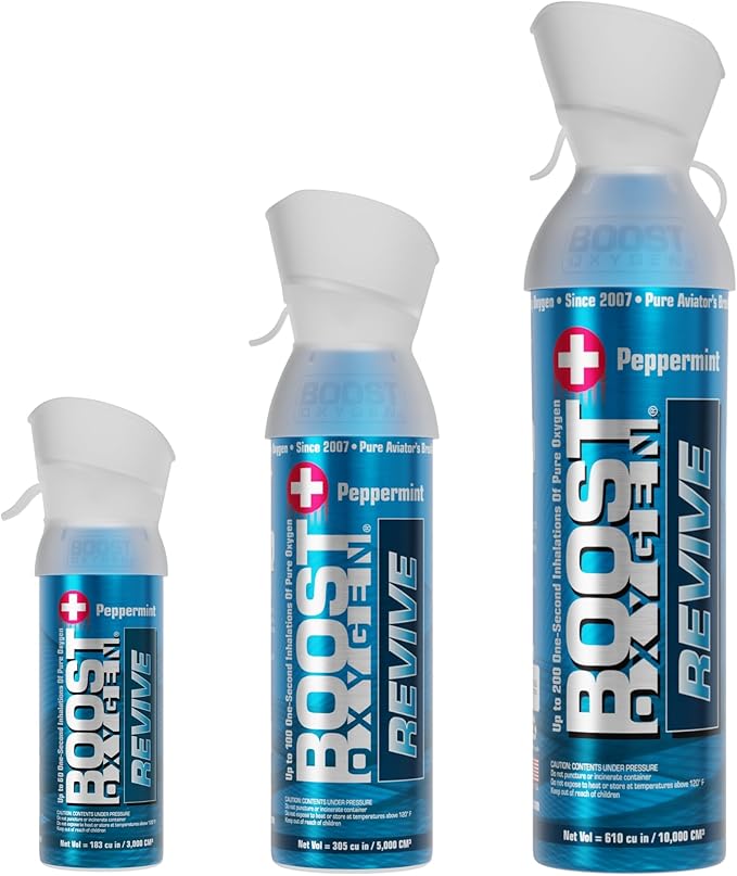 Boost Oxygen Revive Peppermint Collection | Large 10L, Medium 5L & Pocket Size 3L (3 Pack)