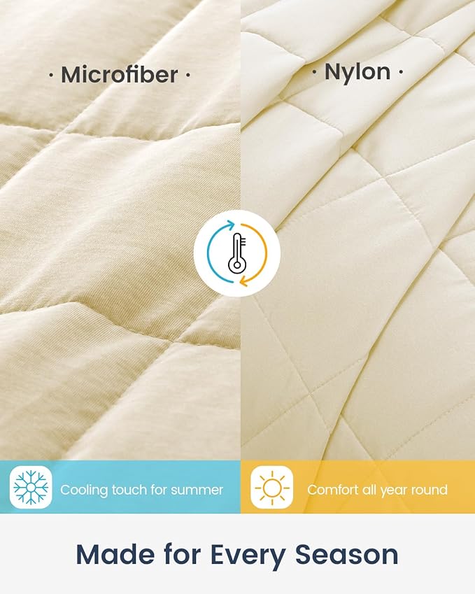 Drewin Weighted Blanket 20lbs, Weighted Blanket Queen Size for Deep Sleep Perfect for 190-220 lbs, Cooling Weighted Blankets for Adults with Premium Ceramic Bead, All Season, 60 x 80 inches, Beige