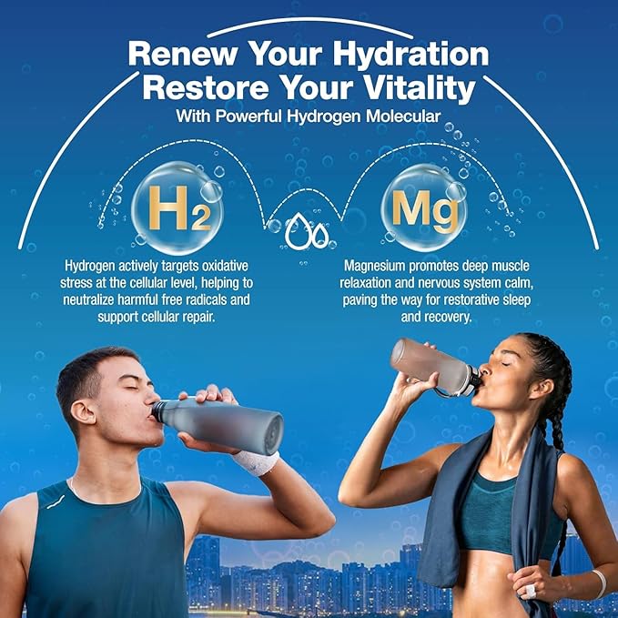 Hydrogen Water Tablets with Magnesium -12 PPM Hydrogen Tablets for Drinking Water Molecular Hydrogen Water H2 Tabs Supplement for Cognitive Cellular Health