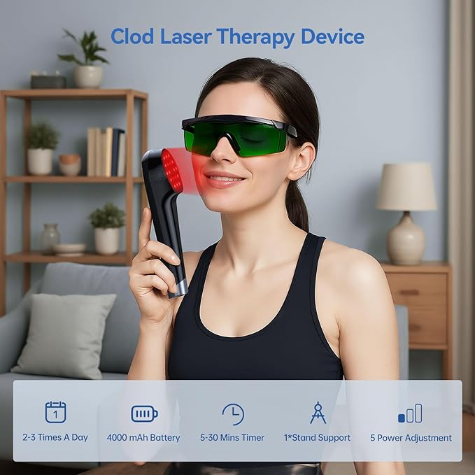 Handheld Red Light Therapy Device with Stand, Near Infrared Light Therapy Device with Pulse Mode, Cold Therapy Device for Joints and Muscle Pain (4 * 808nm + 14 * 650nm）