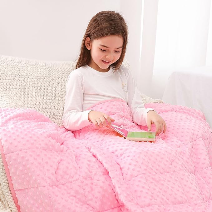 Kivik Weighted Blanket 3 lbs, 36 x 48 Inches, Pink Minky Dotted Heavy Blankets Throw, Small, Soft & Cooling, Machine Washable