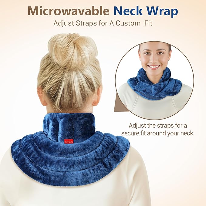 Comfytemp Neck Shoulder Heating Pad Microwavable for Pain Relief, FSA Eligible HSA, Weighted Heated Neck Wrap Warmer, Microwave Moist Heating Pads, Warm Compress, Comfort Items for Women Seniors