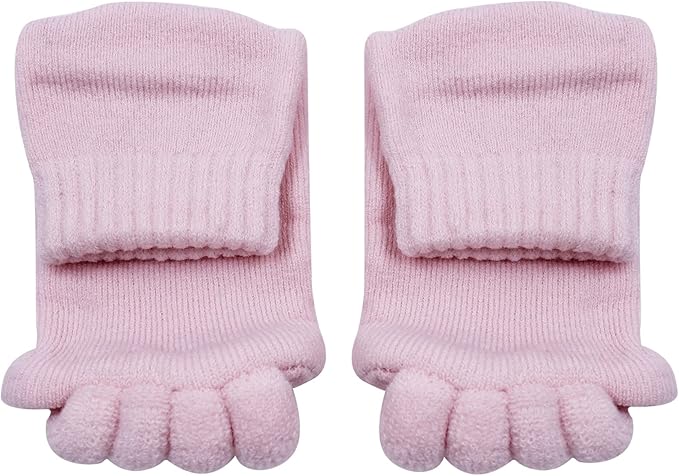 AIBEARTY 3 Pairs Yoga Sport Gym Five Toe Separator Socks Foot Massage Toeless Socks