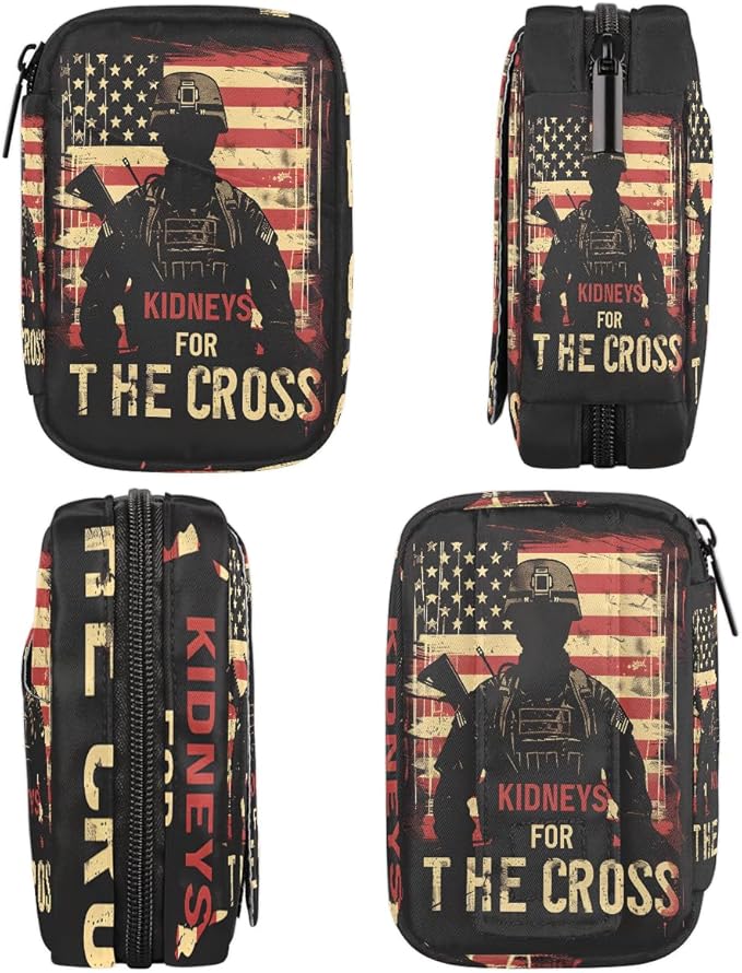 American Flag Army Travel Pill Organizer Box Weekly Portable Pill Case Daily Pills 7 Day Small Birth Control Pills Container Removable Compartments for Medicine Vitamins Fish Oil