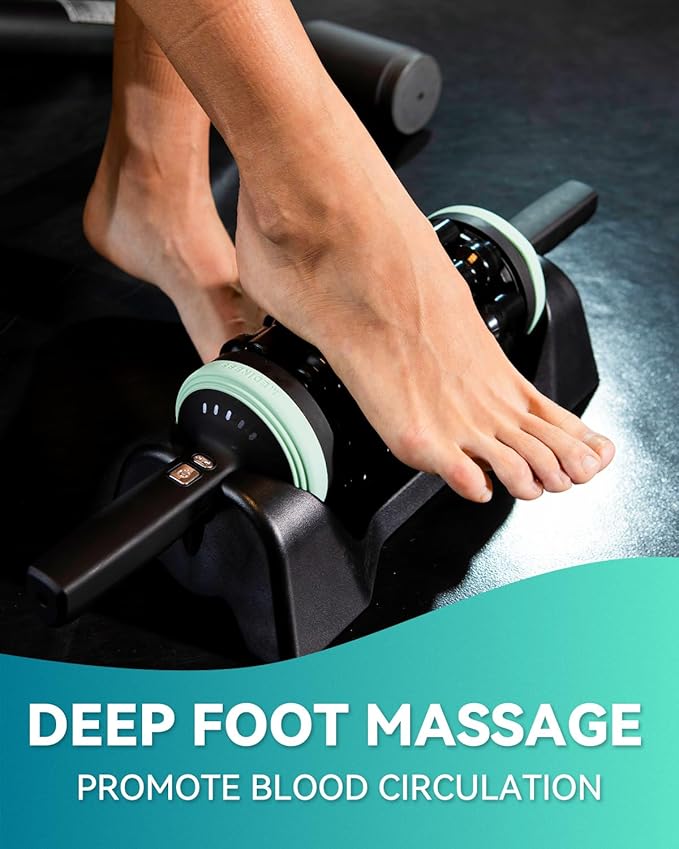 Electric Rolling Percussive Massager, Back Leg Foot Psoas Muscle Roller Massage Tool with Hands-Free Base, Deep Tissue and Muscle Recovery Rechargeable Roller Stick for Whole Body Relief