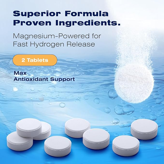 Hydrogen Water Tablets - H2 Molecular Hydrogen Tablets for Drinking Water,8PPM with Magnesium,Orange Flavor,60 Count,Electrolytes Hydration Support Energy,Brain Health,Antioxidant,Non-GMO
