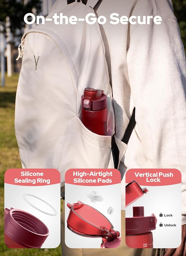 Opard 20oz Plastic Water Bottle Dishwasher Safe, Leakproof Flip-Top Lid, BPA Free Tritan, Wide Mouth Reusable Kids Water Bottle for School Hiking Commuting Outdoor Travel and Gym(Cranberries Red)