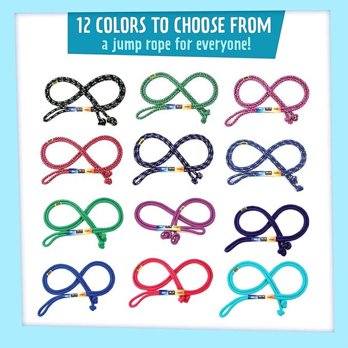 Just Jump It 8' Foot Single Jump Rope for Kids Women and Men - Active Outdoor Youth Fitness Excersing Equipment - Braided Nylon Gym Accessories