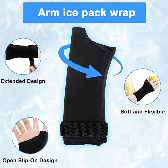 Wrist Ice Pack Wrap for Hand, Compression Hand Ice Pack for Thumb & Arm with Extended Coverage, Ice Wrist Wrap relieves Carpal Tunnel, Arthritis, Reusable Hot & Cold Therapy Gloves (1 Pcs)