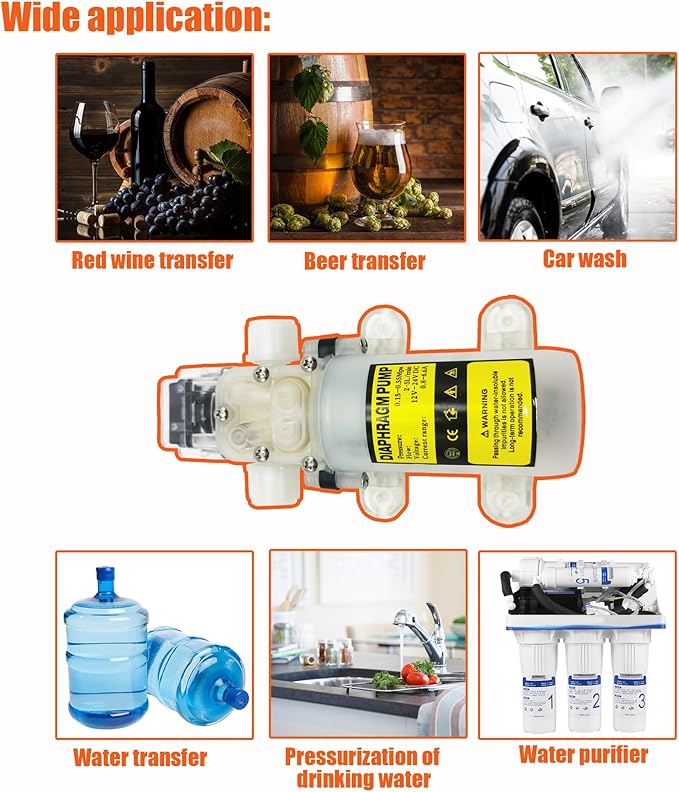 60W Liquid Transfer Pump, Water, Soft Drink, Wine Transfer Pump 110V Speed Adjustable Food Grade Self-Priming Pump for Pumping Beverages Filter with Tube, with Filter Screen 4-5L/Min