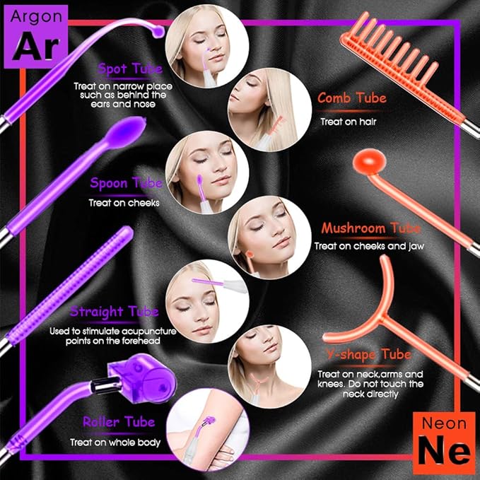 Meifuly High F Rrequency Wand Portable Machine, Portable Handheld High F requency Wand Machine with 7 Different Tubes (Multi-Colored)