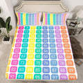 Numbers Alphabet Fitted Sheet Queen, Cartoon Alphabet Bedding Set - Educational Bed Cover Set 3Pcs (No Flat Sheet)