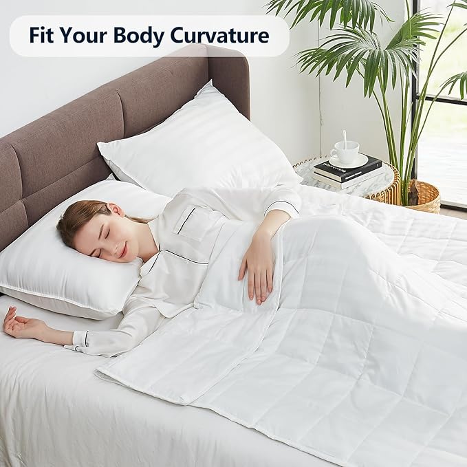 Weighted Blanket Queen/King Size (80"x87" 20lbs),Ultra Soft and Cozy Cooling Weighted Blanket for Adult,Heavy Blanket with Machine Washable Soft Blanket, White