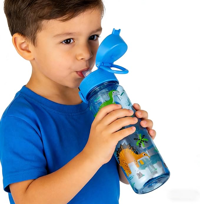 GOPPUS 17oz Kids Water Bottle for School -Straw, Leak-Proof Tritan Sports Bottle Time Marker Reusable for Girls Boys