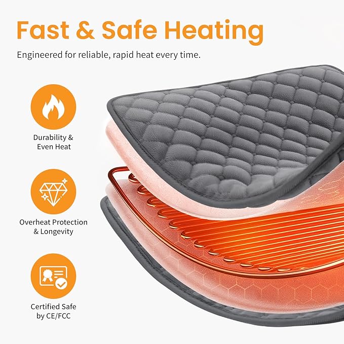 Electric Heating Pad for Back - 32"x24" King Size Heating Pad for Neck Shoulder Legs Knee Feet & Period Cramps, Auto Shut Off, 6 Heat Settings, Moist Heat Options, Machine Washable, Gifts for Women