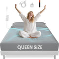 Grounding Sheets Gray Queen Size - 90% Organic Cotton + 10% Pure Silver Fitted Bed Sheet for Earthing - 400 Thread Count Deep Pocket Grounded Bedsheets - Improved Sleep Down to Earth Ground Bedding