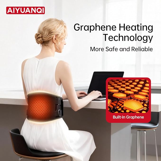 Cordless Heating Pad for Back Pain Relief, Portable Graphene-Infused Heating Pad with 5000mAh Power Bank for Pain Relief/Muscle Relax/Period Cramps, Spring Outdoor Essential