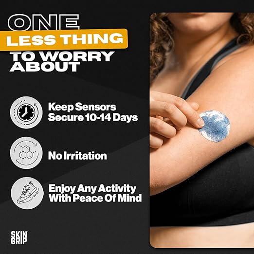 Skin Grip Freestyle Libre 3 Sensor Covers-Waterproof & Sweatproof Adhesive Patches for 10-15 Days (Not for Libre2), Pre-Cut CGM Sensors Cover, Compatible with Instinct Sensors- 20 Pack, Classic Pack