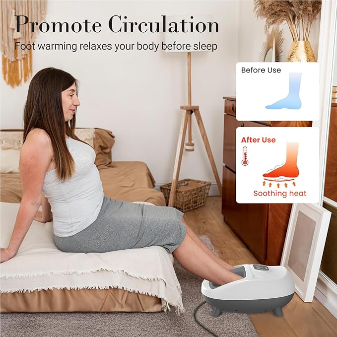 Foot Massager with Heat, FSA Eligible HSA Upgraded Full Feet Shiatsu Massage for Neuropathy, Remote Control Multi-Level Settings for Plantar Fasciitis, Birthday Day Gifts for Women Men(White)