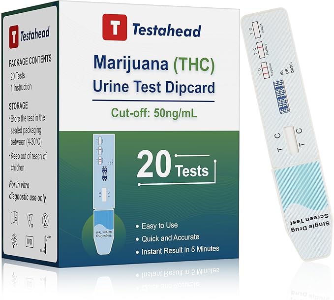 THC Drug Test Kit – 20 THC Test Strips for Urine – Fast & Accurate Marijuana Detection for Home or Workplace – Easy to Use, Results in 5 Minutes