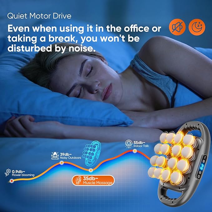 16 Head Massage Gun Deep Tissue, Quiet Back Massager for Pain Relief Deep Tissue with 9 Modes and 9 Intensities for Back, Shoulders, Arm, Legs, Foot, Body