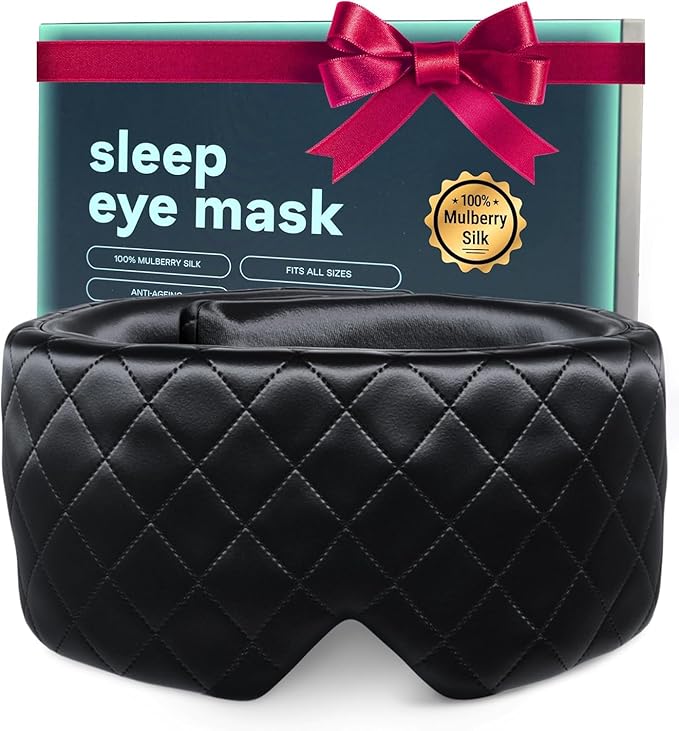 100% Mulberry Silk Sleep Mask – Total Blackout Eye Mask for Sleeping, Adjustable No-Snag Velcro Strap, Lightweight & Gentle on Skin & Hair, Travel-Ready – Designed in France