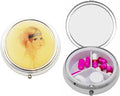 Set of 2 Circular Triple-Compartment Pocket Purse Pill Box & Organizer with Insert (Victorian Headband)