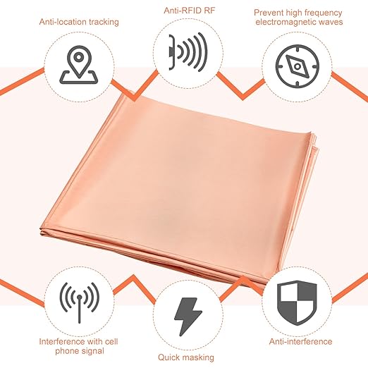 VitalCozy Faraday Fabric, Copper Faraday Cloth for EMP Shield,grounding Mobile Phone,WiFi, GPS Copper Nickel Fabric Material Blocks Rf Signals(1 Sheet,78"x43")
