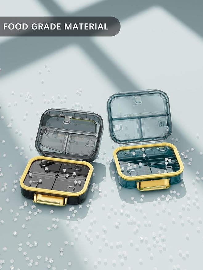 1 Pack Travel Pill Organizer, 7 Compartments Pill Box, Daily Portable Pill Case to Hold Vitamins, 3 Inches Pill Container for Pocket Purse Medicine Organizer