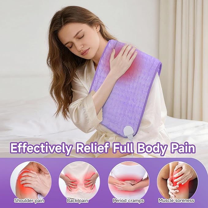 Heating Pad for Back, Large Heating Pads for Body Muscle Pain Cramps Relief, 6 Heat Settings Machine Washable Electric Heating Pad, Birthday Christmas Gifts for Women Mom