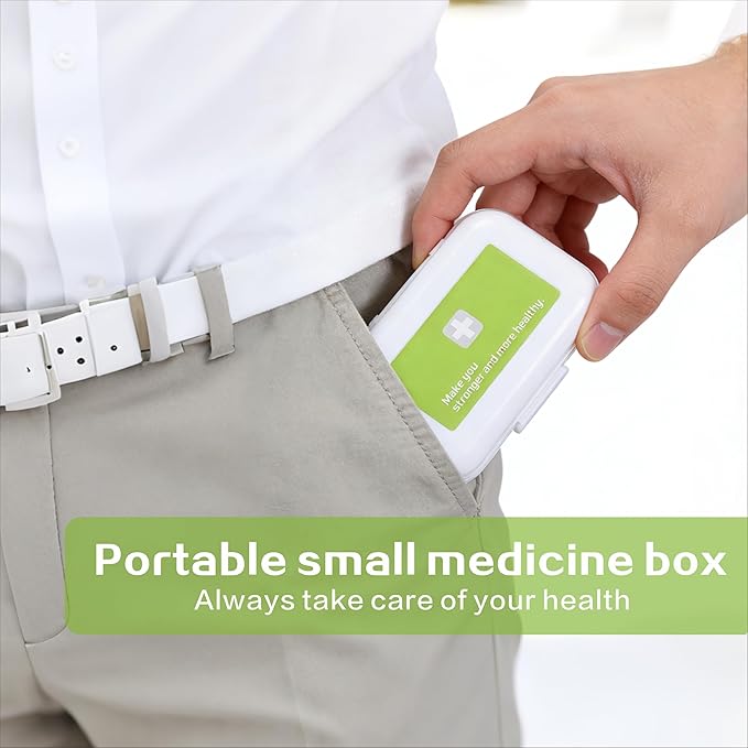 8-Compartment Portable Pill Organizer, 7 Small + 1 Large Grid Sealable Medicine Case, 11x8x3cm PP Pill Box for Travel & Daily Use