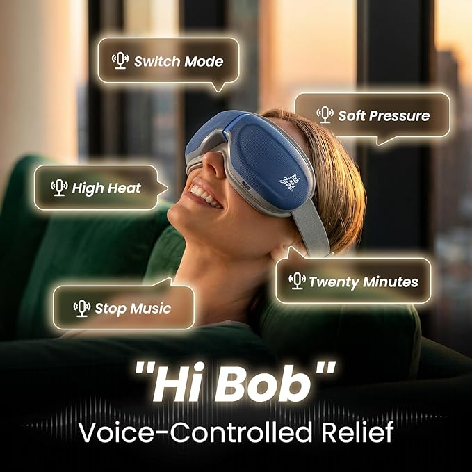 BOB AND BRAD Eye Massager with Heat and Cooling Voice Control, FSA Eligible HSA, EyeOasis 3 Voice Temple Massage, Heated Eye Massager for Migraines & Dry Eyes Relief, Ideal Gift for Women Men