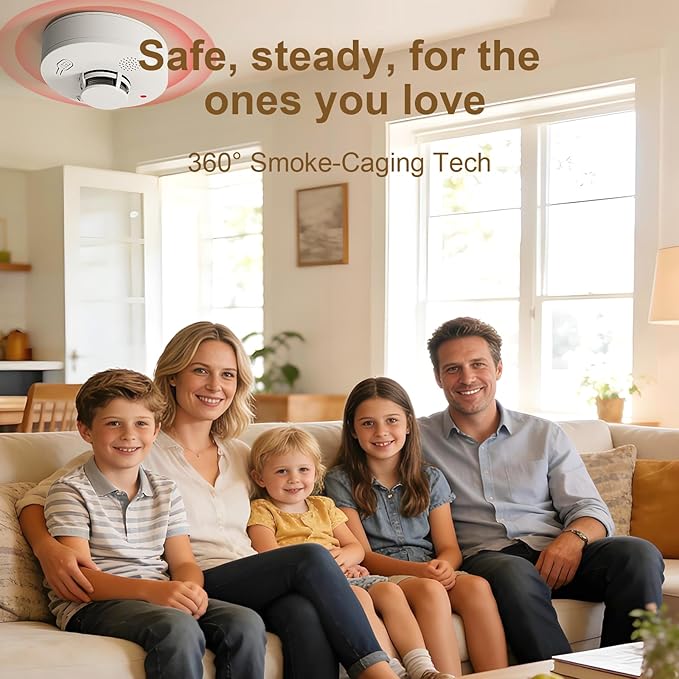 Smoke Detector, Fire Alarms for Home, Battery Powered Photoelectric Smoke Alarm with Test/Mute Button,12 PCS