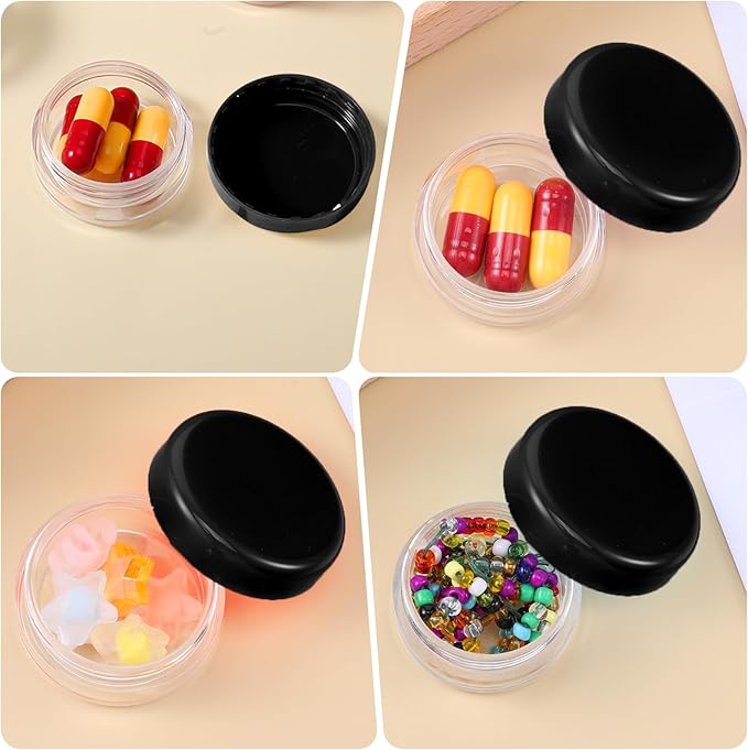 Small Pill Organizer Box, 5 Pcs Travel Pill Case Holder Portable Daily Mini Pill Container BPA Free Medicine Storage Container for Purse Pocket Briefcase (Black)
