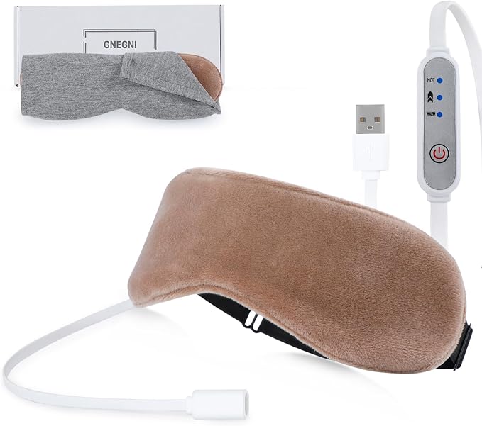 Heated Eye Mask, Graphene USB Warm Compress for Dry Eyes, Blepharitis, Stye and MGD Relief, 3 Temperature Levels with Washable Cover, Adjustable Strap
