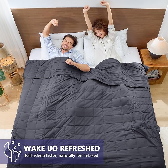 yescool Weighted Blanket for Adults (30 lbs, 88” x 104”, Grey) Cooling Heavy Blanket for Sleeping Perfect for 290-310 lbs, King Size Breathable Blanket with Premium Glass Bead