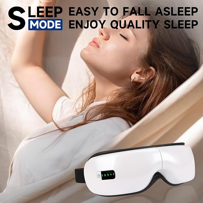 Eye Massager with Heat; Migraine Relief Mask Massager; Bluetooth Eye Mask for Dry Eyes; Relaxation with 5 Massage Modes and 180° Folding Design Gifts for Women/Man