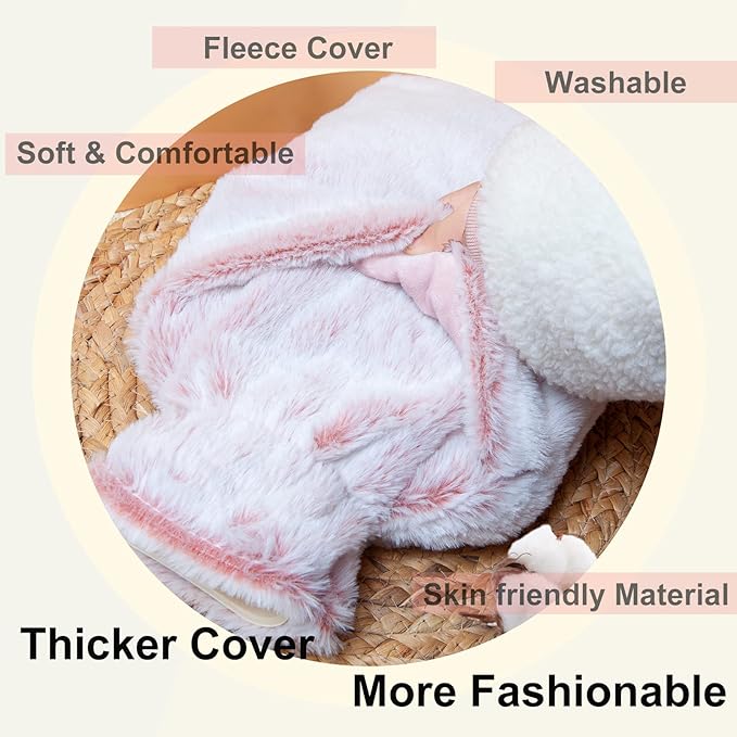 Hot Water Bottle with Cover, Rubber Hot Water Bottle for Pain Relief, Hot Water Bag for Cramps, Bed Warmer for Hand Feet Waist