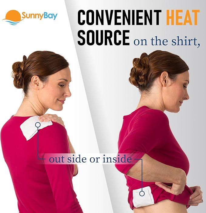 SunnyBay Adhesive Heat Patches for Neck, Knee, and Upper or Lower Back, Air-Activated Heat Pads for Menstrual Cramps, Stiffness, Sprains, and More, Stick to Clothing, 5x3 inches, 30 Count