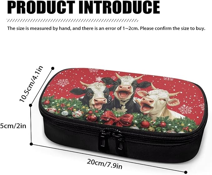 Xmas Cow Pattern Insulin Cooler Travel Case with Handle and Pockets for Insulin Pens and Diabetic Medical Organizer for Diabetes and Other Diabetic Supplies, Red Christmas Decor