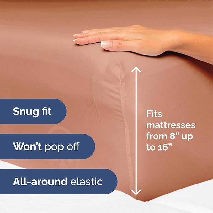 King Size 4 Piece Sheet Set - Extra Soft, Breathable & Cooling Sheets - Hotel Luxury Durable Bed Sheets for Women & Men - Deep Pockets, Easy-Fit & Wrinkle-Free Sheets - Warm Peach Oeko-Tex Bed Sheets
