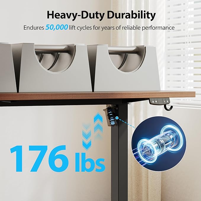 Agilestic Electric Standing Desk, 55 x 28 Inches Height Adjustable Desk, Sit Stand up for Work Office Home, Ergonomic Rising Computer Table with Memory Preset, Dark Walnut