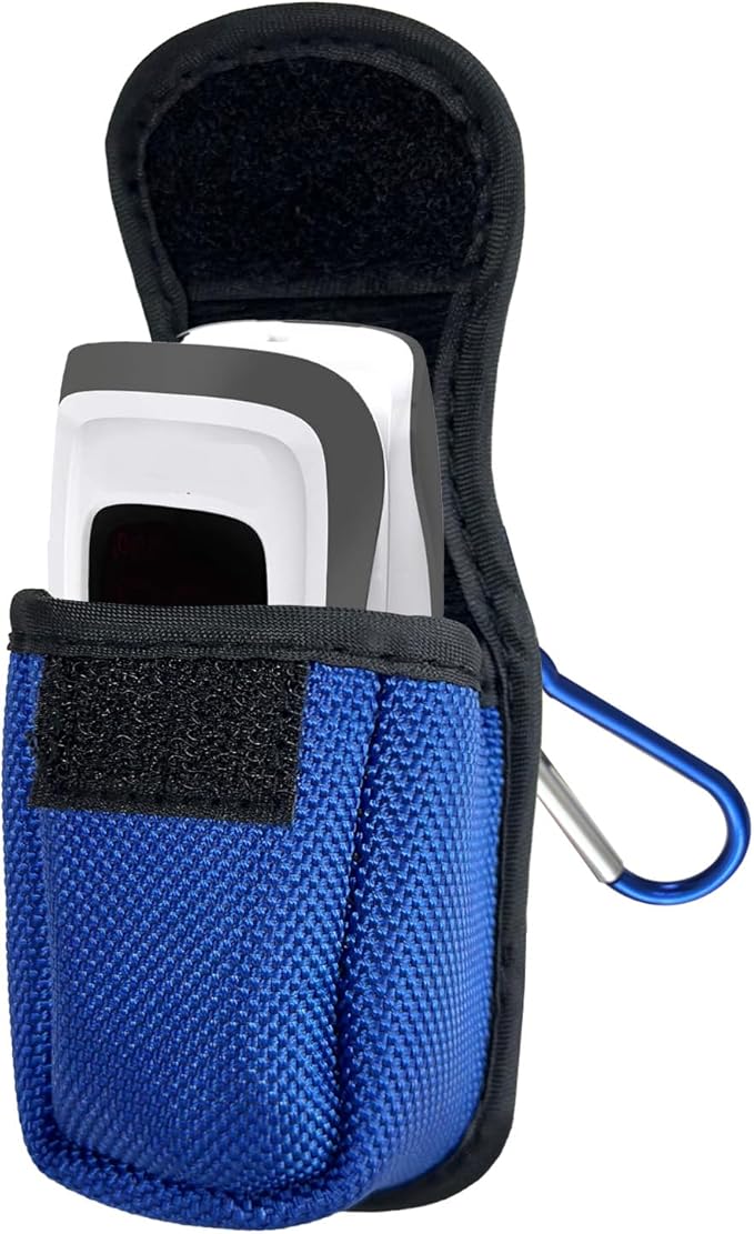 Fingertip Pulse Oximeter Case with Carabiner, Nylon Carrying Pouch, Suitable for Travel or Home，Blue(only case)